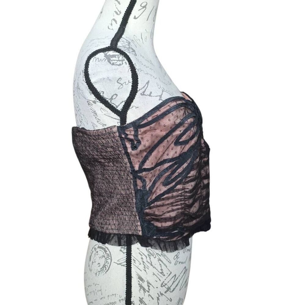 Free People Women's Size XL Black Noir Lace Corset Crop Top - Picture 2 of 5